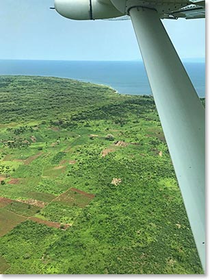 From our prop plane we could see Lake Tanganyka!