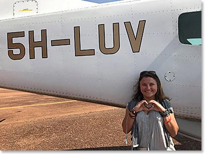 Allie with our prop plane