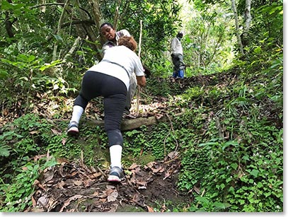 Help along the steep parts of the trail