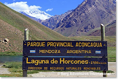 The beginning of the trail… Aconcagua Park Horcones Entrance