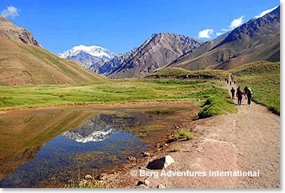 Day hikers as well as expedition climbers are on the first part of the trail, which passes a beautiful lagoon