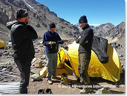 Chad, Francisco and Marten - beautiful morning to check gear