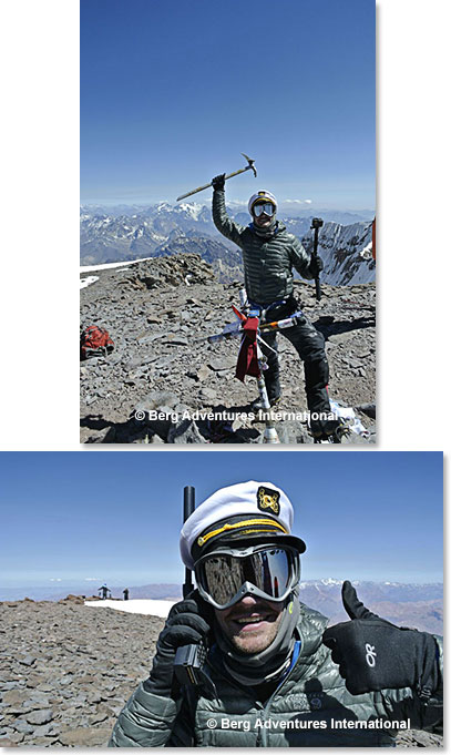 Colin Huffines on the satellite phone from the summit