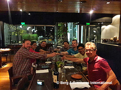 Team enjoying a nice dinner at the Park Hyatt back in Mendoza