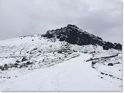 Tough snow conditions on Guacha Pichincha