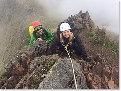 Kristine and Michael approaching the summit