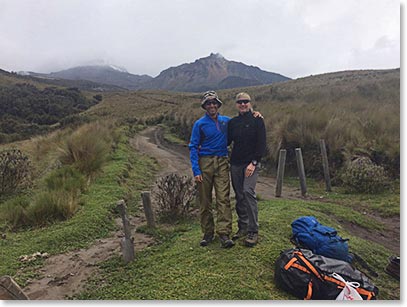 Kristine and Michael at Illiniza Trailhead, alt. 12,959ft (3,950m)