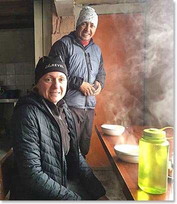 Joaquin and Kristine cooking at the refugio