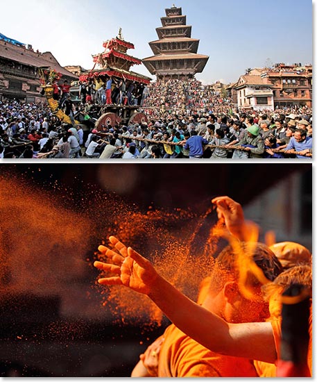 The Bisket Jatra festival, the Nepali New Year
