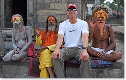 Chris making friends at Pashupatinath