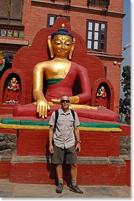 Chris enjoying a great photo opportunity by the Buddha