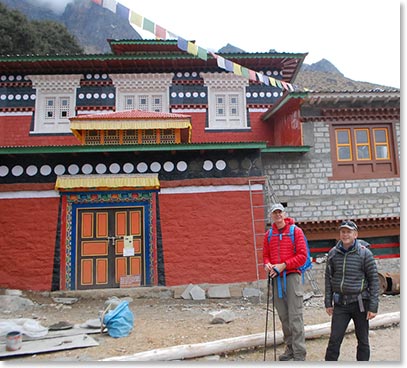 Chris and Mark in front of the rebuilt Khunde Monastery