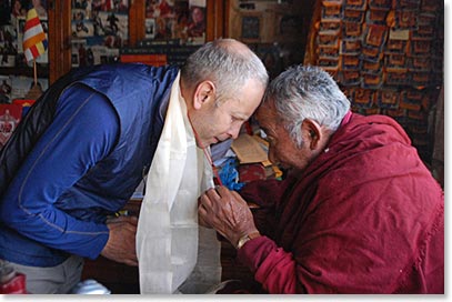 Chris being blessed by Lama Geshi