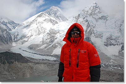 Mark with Khumbu Glacier and Mount Everest