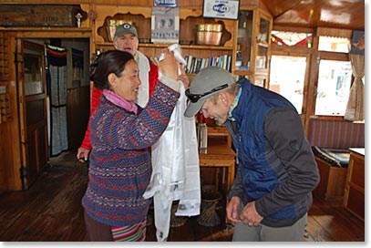 Chris receives Khata Blessing from Yangzing
