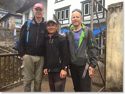 Mark, Jyeta and Chris back where the trekking all started, Lukla.