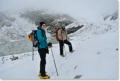 Chris goes out for a walk with Sergio on the glacier