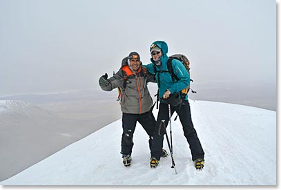 Chris and Sergio on the summit of Acotango