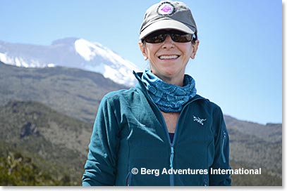 Lisa with great views of Kilimanjaro 