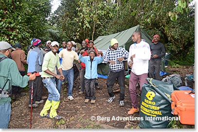 Berg Adventures staff dancing and singing