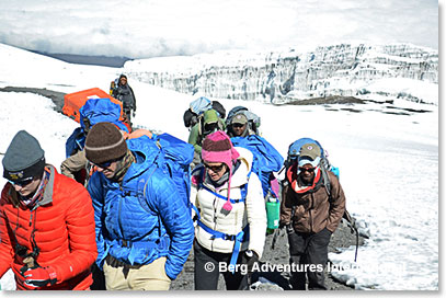 On the way to the summit of Kilimanjaro