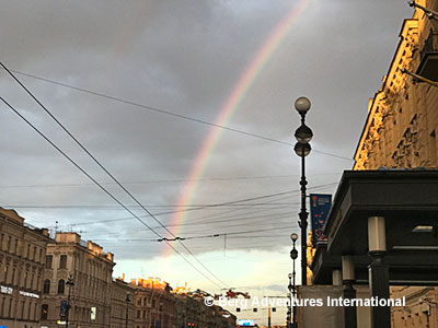 St Petersburg rainbow over the city