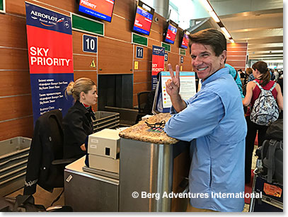 Paul checking in for Aeroflot flight