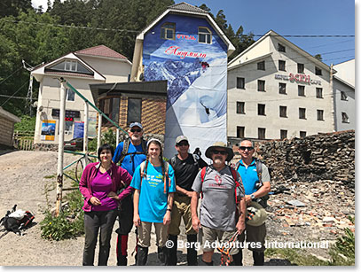 The team at Cheget before they begin their hike