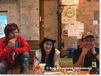 The Café walls are signed by adventurers from around the world
