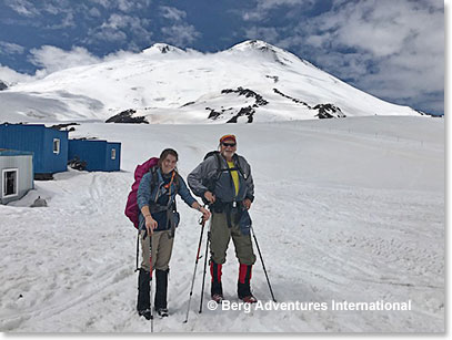 Woodie happy to bring his granddaughter Mathes to climb Elbrus with him 