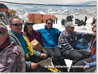 The team on out snow cat ride from the top lift to our Barrel