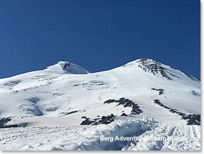 We are back at the Barrels at 4:30 pm and this is our view of the twin summits of Elbrus. Amazing day!
