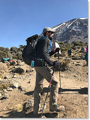 Josh starting out for High Camp from Karanga Sunday morning