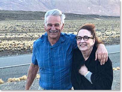 Linda and Jim experiencing the famous Patagonia wind