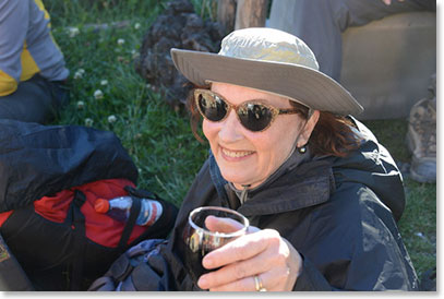 Linda at Cuernos Camp – our first day on the camping section of the W trek