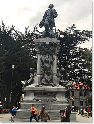 This statue is of Magellan, the explorer and namesake of the strait 