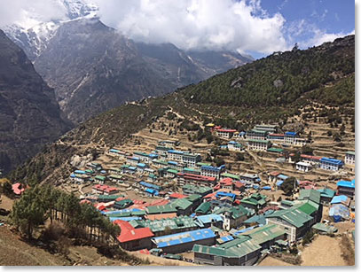 The view of Namche from Panorama Lodge