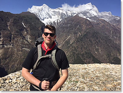 Scott with Kwangde, one of the most striking peaks in the area