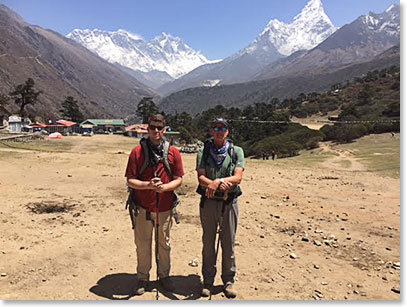 Jack and Scott with Everest and Ama Dablam behind