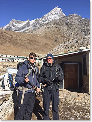 There are a few lodges, but we are already on the moraine of the Khumbu Glacier