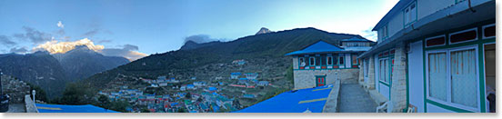 Amazing panoramic view of Namche Bazaar – image taken by one of the members of our team, Brian Paes-Braga.