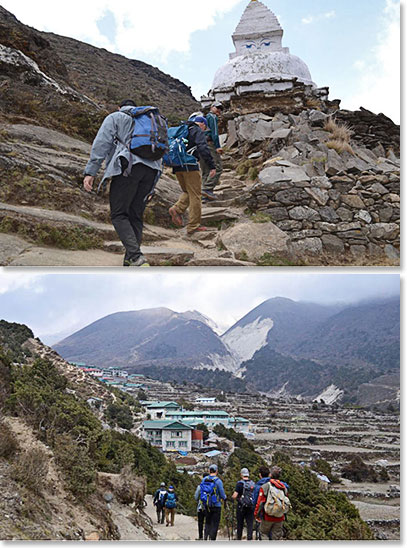 Team approaching Pangboche