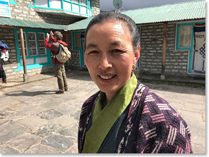 Ang Temba’s wife, Yangzing, was waiting for us at the Highland Sherpa Resort