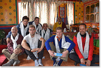 The team with the Lama after we were blessed at the Pangboche Monastery