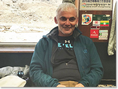 Frank Giustra relaxing at 16,150ft in Lobuche