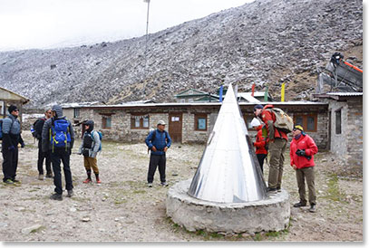 At the memorial with climbers name who were lost on Everest