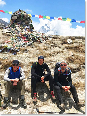 Tony, Brian and Luke at the chortens on the way to Lobuche 