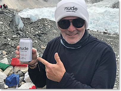 Frank Giustra with Nude, Vodka Soda, at Everest Base Camp