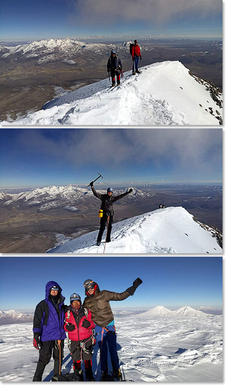 Team reaching the Sajama summit