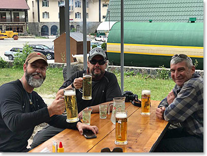 Relaxing with Vladimir after our first trip to altitude